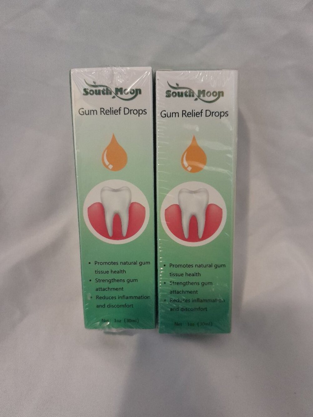 2-Pack South Moon Gum Relief Drops - Promotes Healthy Gums - New & Sealed Set